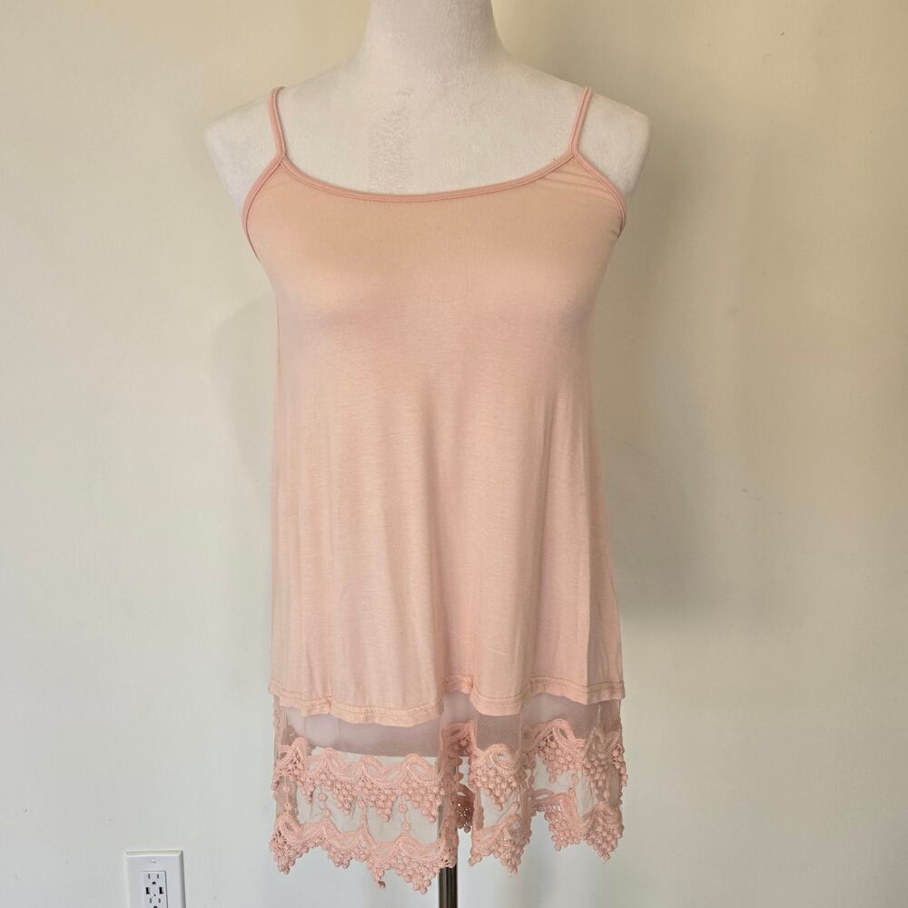Back in the Saddle Pink Chemise with Crochet Lace Hem Size M